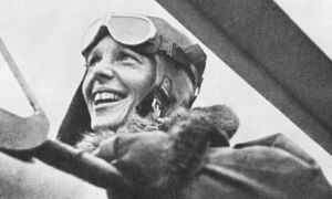 Amelia Earhart flying solo