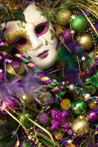 Green, purple and gold of Mardi Gras